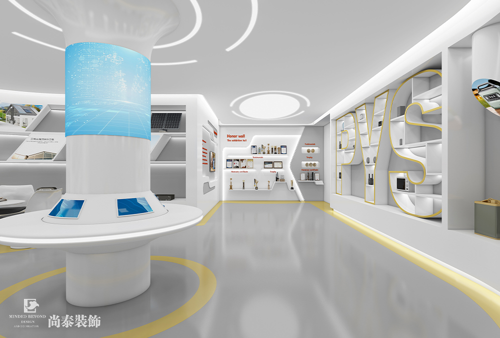 科技展廳設計：200平米現(xiàn)代科技風展廳裝修設計案例