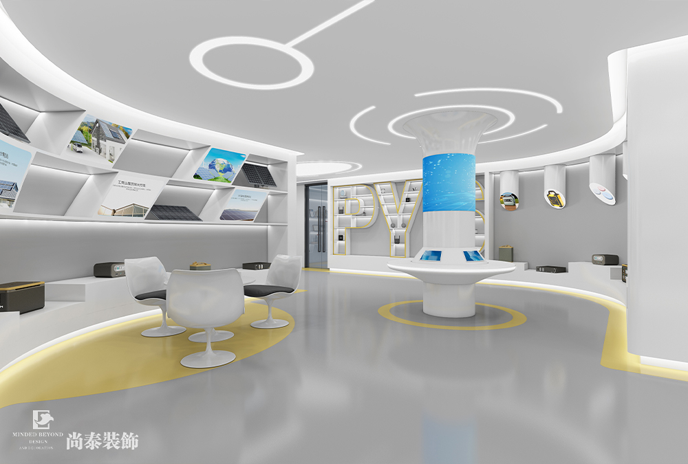 科技展廳設計：200平米現(xiàn)代科技風展廳裝修設計案例